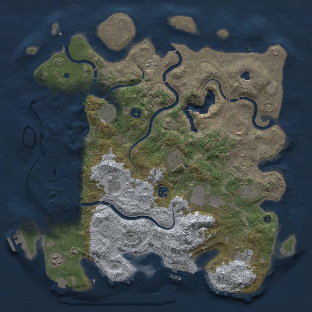 Rust Map: Procedural Map, Size: 4250, Seed: 1990680590, 16 Monuments