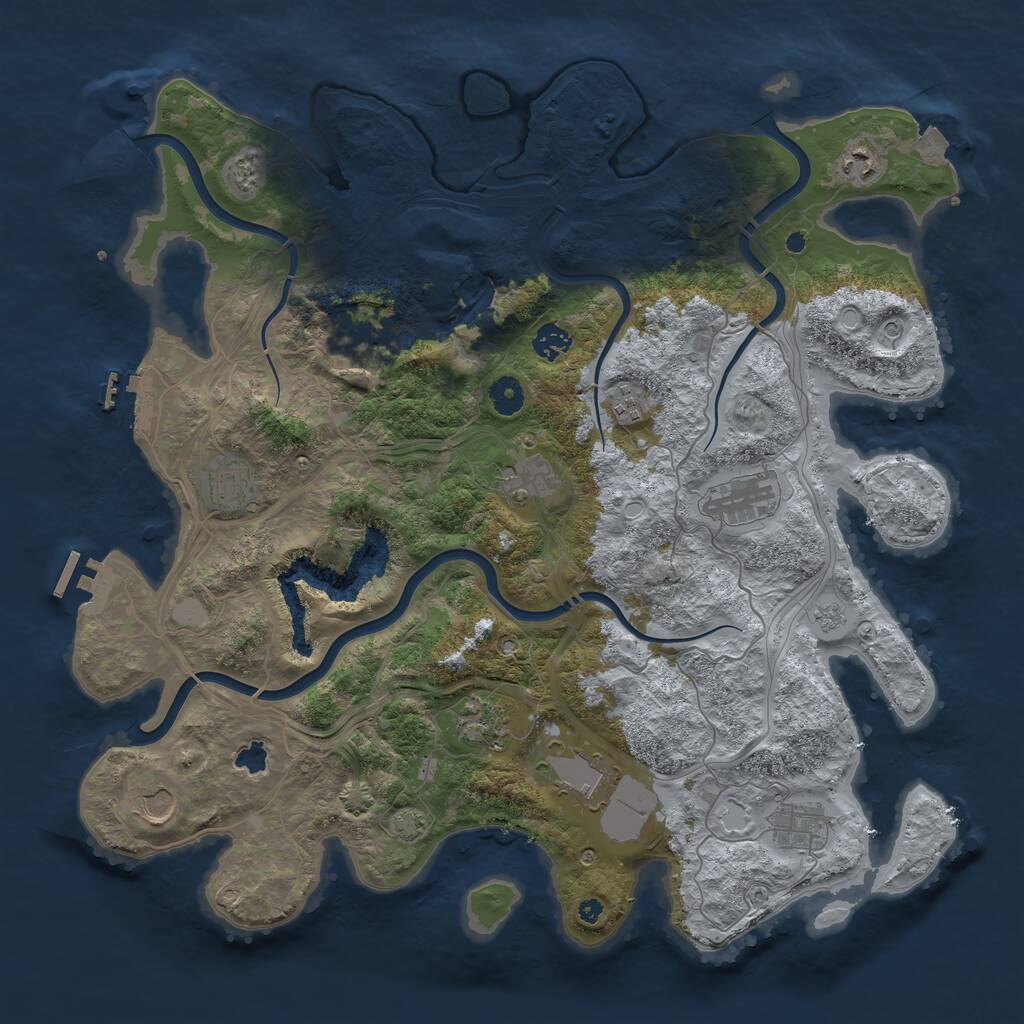 Rust Map: Procedural Map, Size: 4250, Seed: 1847847073, 17 Monuments
