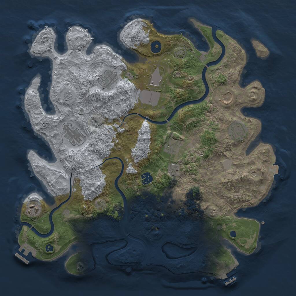 Rust Map: Procedural Map, Size: 3800, Seed: 82133, 16 Monuments