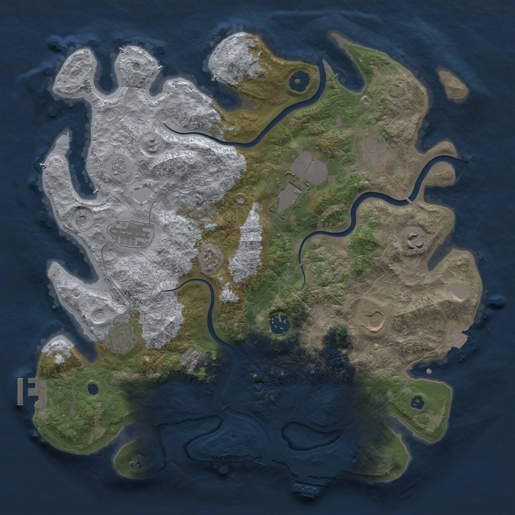 Rust Map: Procedural Map, Size: 3800, Seed: 82133, 14 Monuments