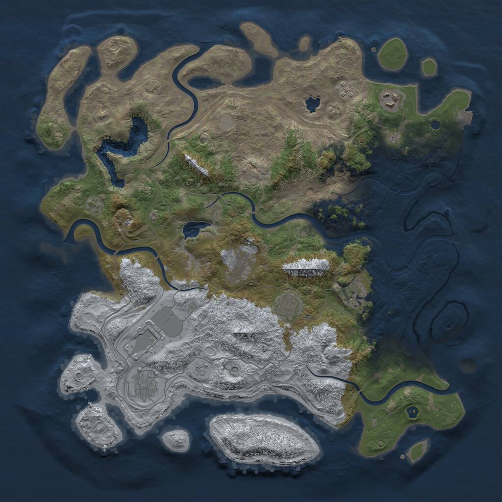 Rust Map: Procedural Map, Size: 4250, Seed: 615452398, 11 Monuments