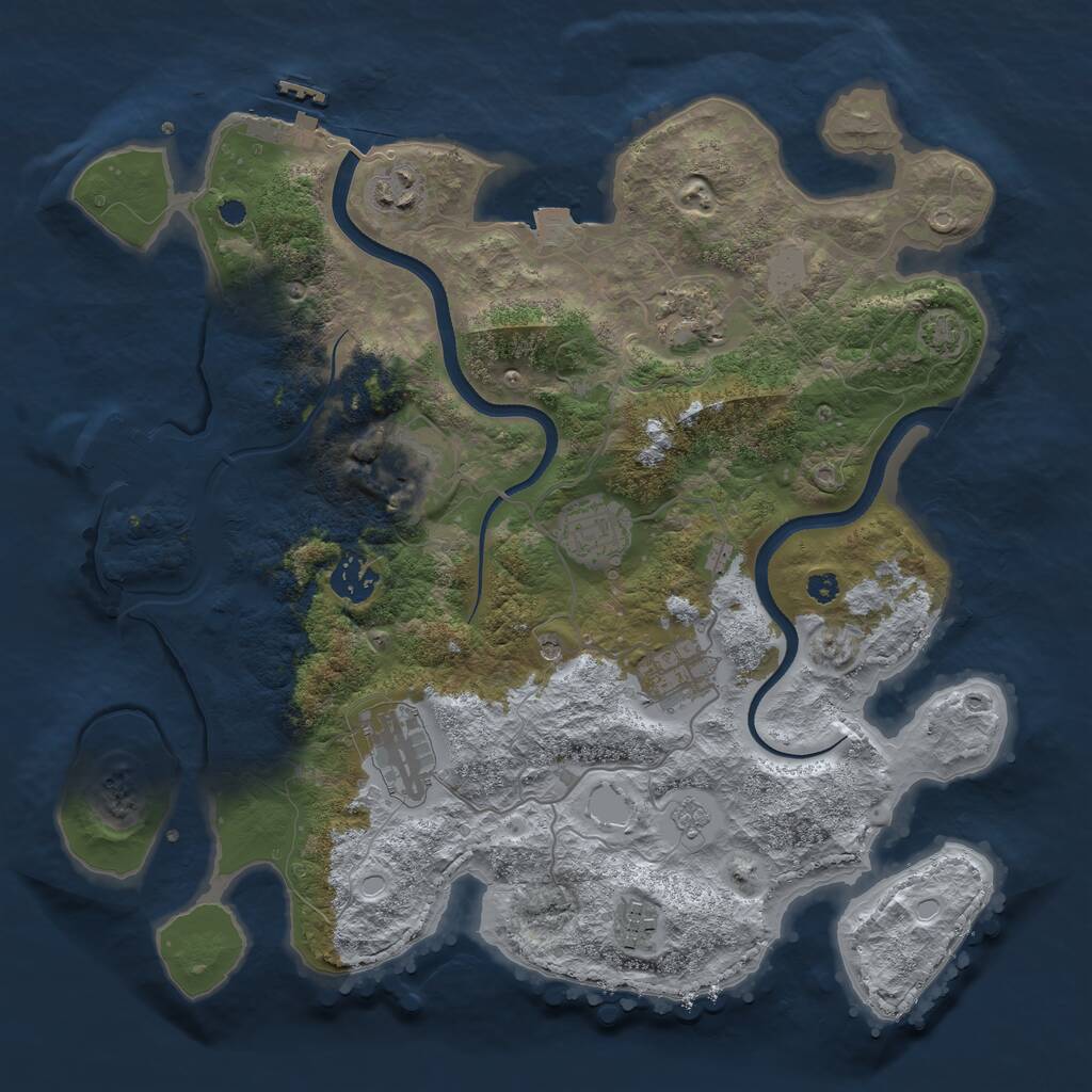 Rust Map: Procedural Map, Size: 3500, Seed: 678425, 14 Monuments