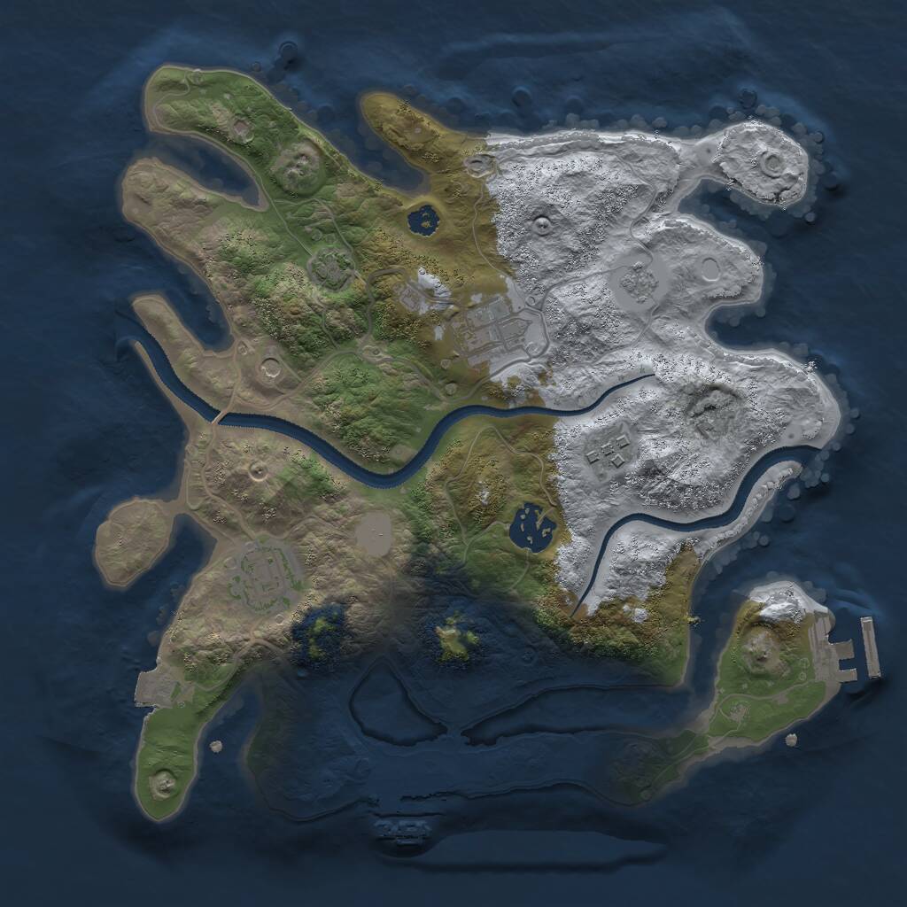 Rust Map: Procedural Map, Size: 3000, Seed: 4125, 10 Monuments