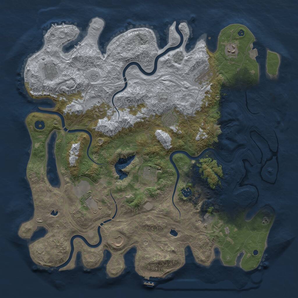 Rust Map: Procedural Map, Size: 4500, Seed: 838607508, 17 Monuments