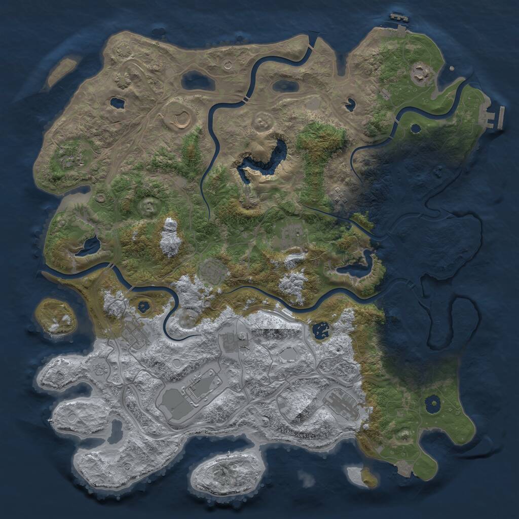 Rust Map: Procedural Map, Size: 4500, Seed: 1411158228, 17 Monuments