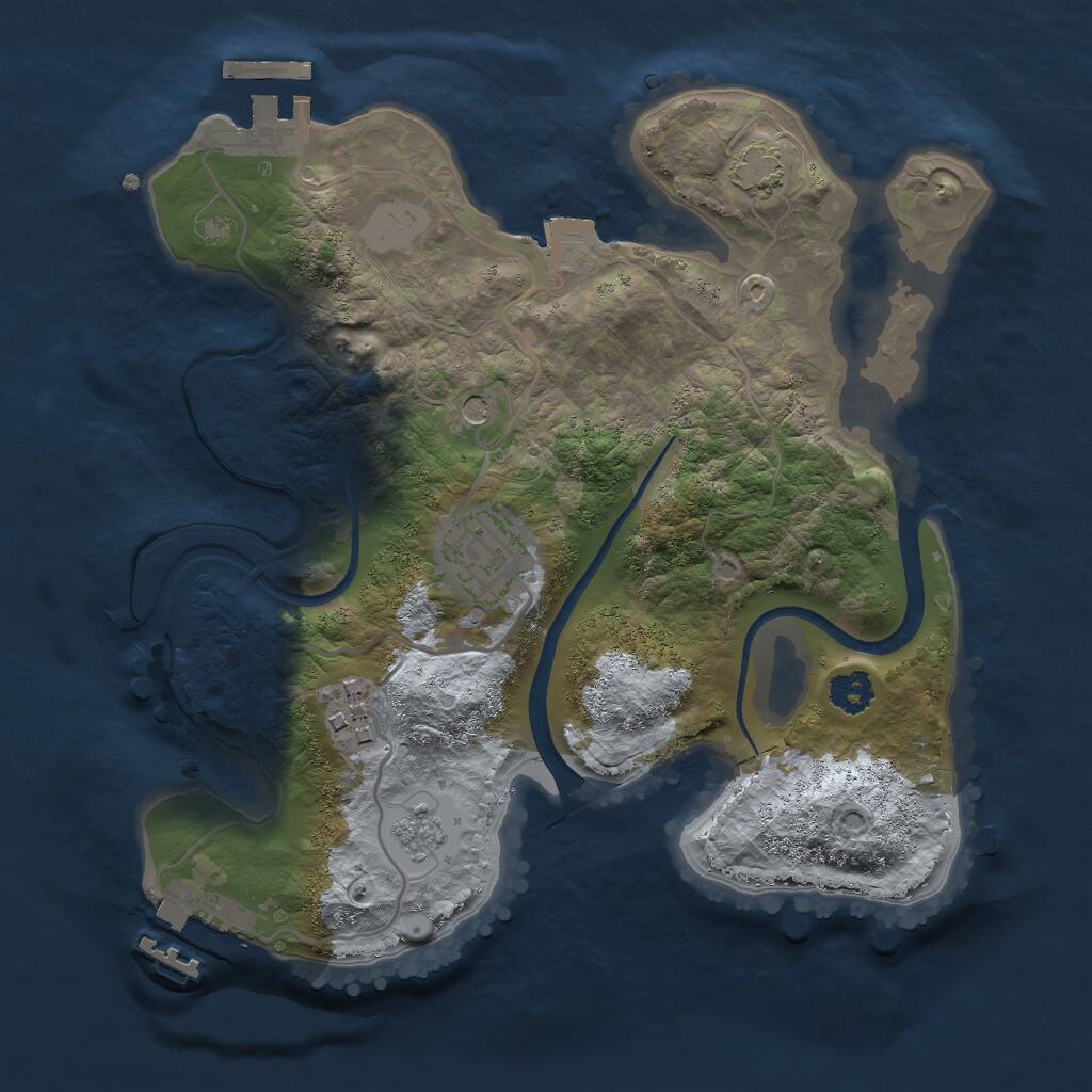Rust Map: Procedural Map, Size: 2500, Seed: 1485407433, 8 Monuments