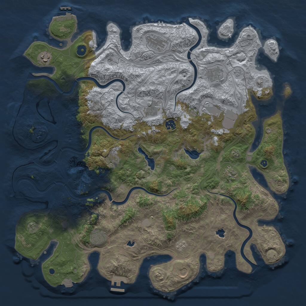 Rust Map: Procedural Map, Size: 4500, Seed: 851491755, 17 Monuments