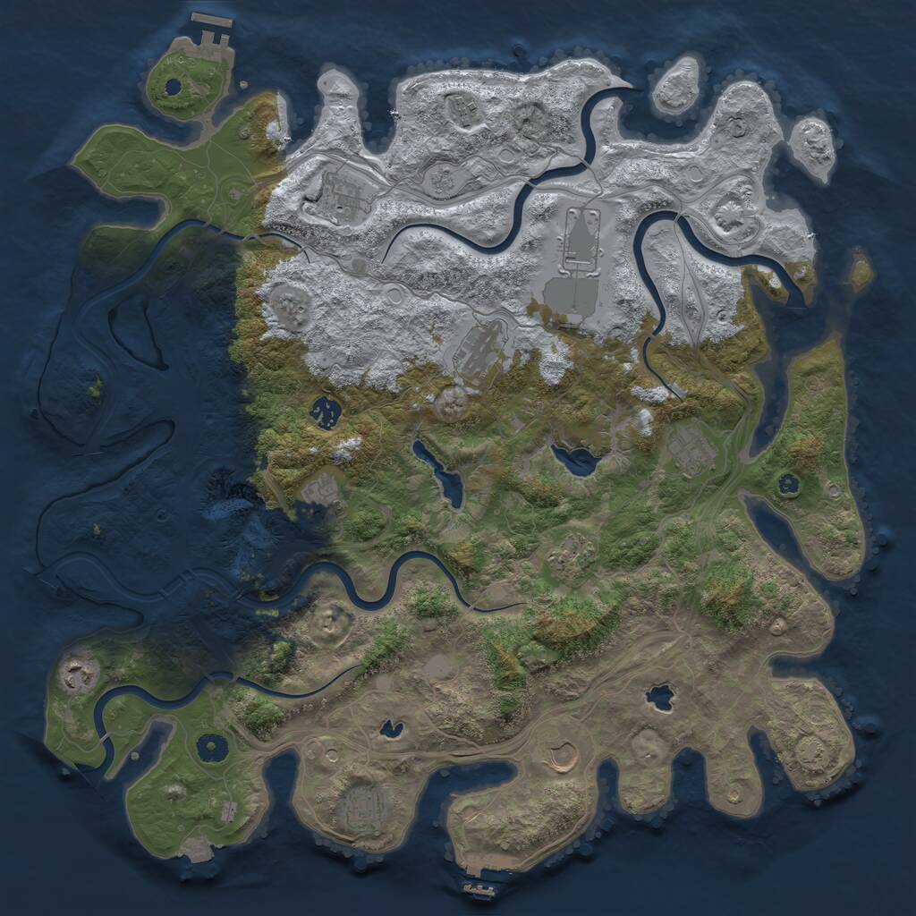 Rust Map: Procedural Map, Size: 4500, Seed: 851491755, 17 Monuments