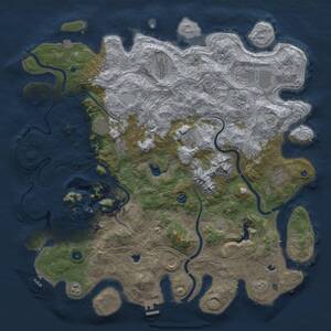Thumbnail Rust Map: Procedural Map, Size: 5000, Seed: 34941481, 17 Monuments