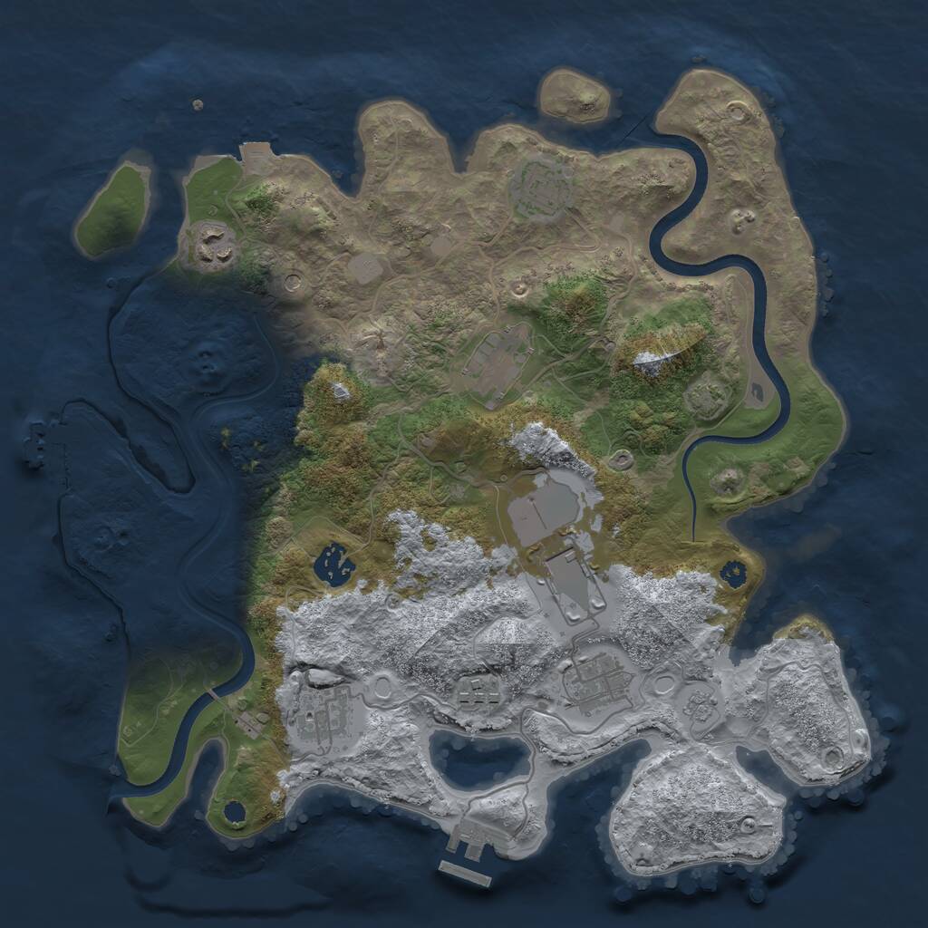Rust Map: Procedural Map, Size: 3500, Seed: 1366115866, 14 Monuments