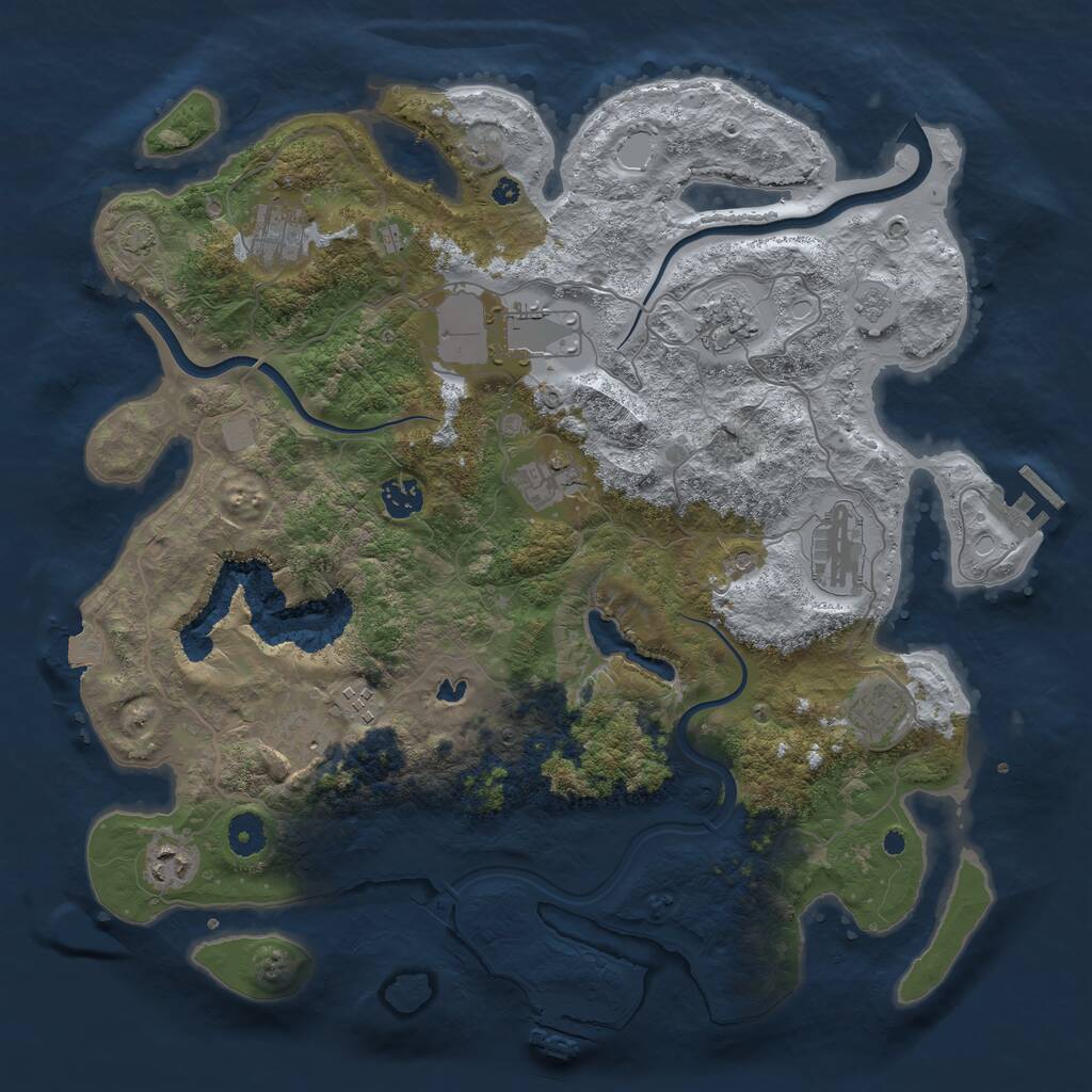 Rust Map: Procedural Map, Size: 4000, Seed: 1244352092, 16 Monuments