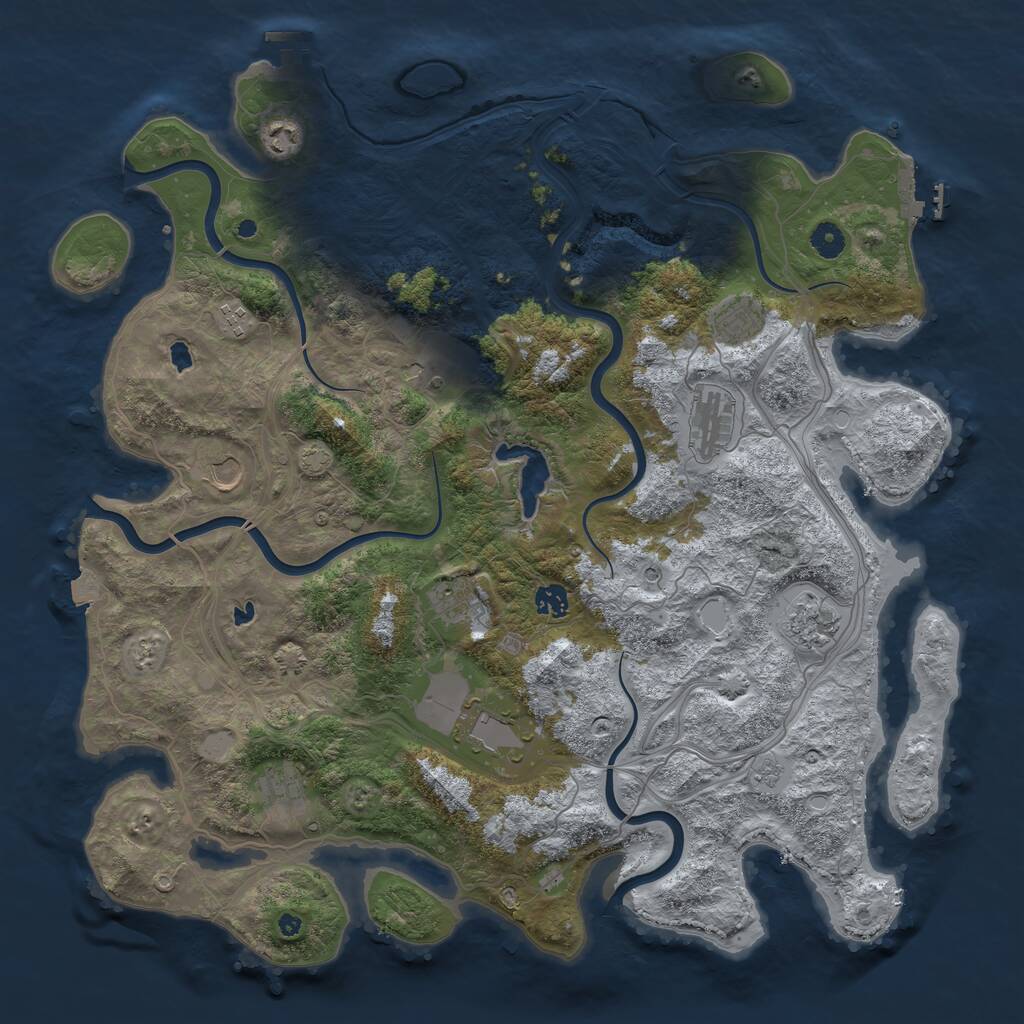 Rust Map: Procedural Map, Size: 4500, Seed: 901829501, 17 Monuments