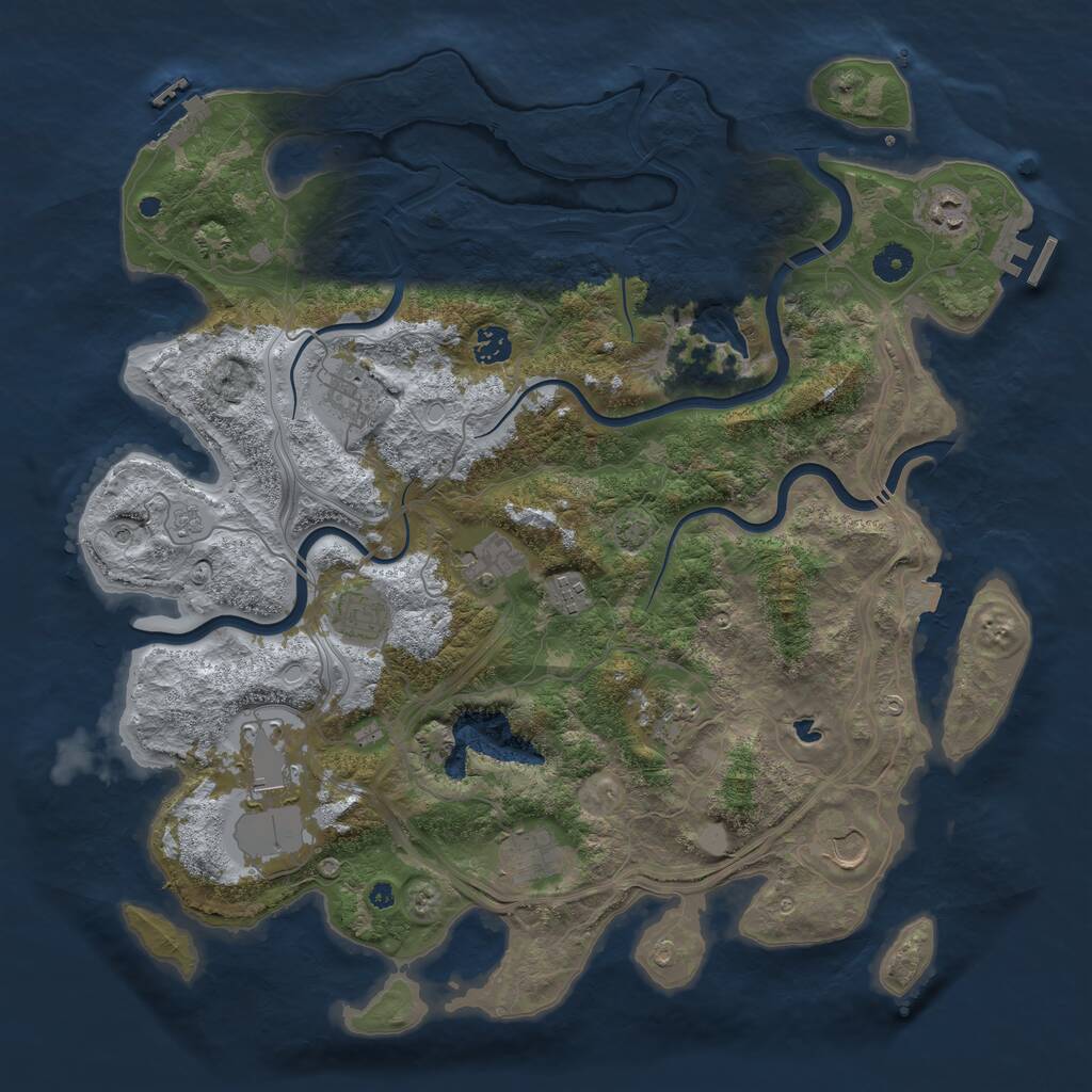 Rust Map: Procedural Map, Size: 4250, Seed: 1042876102, 16 Monuments