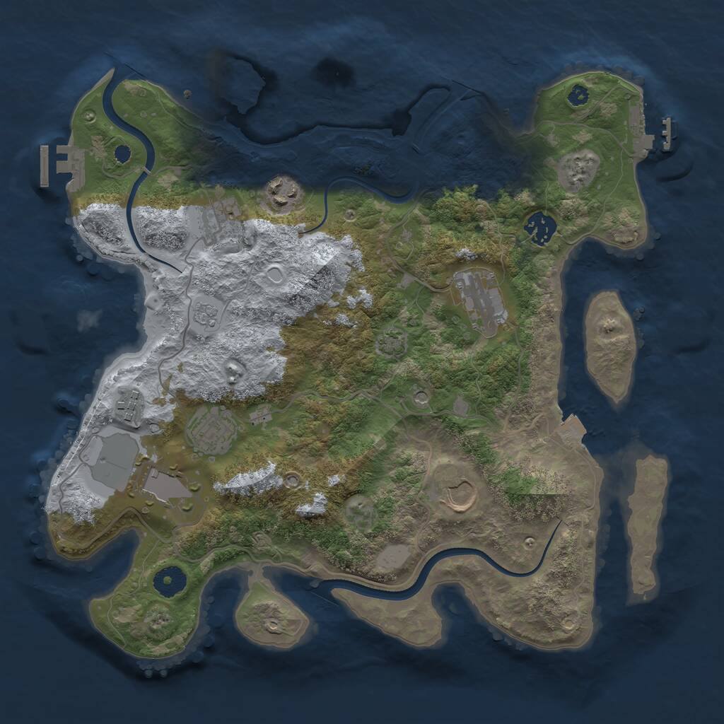Rust Map: Procedural Map, Size: 3500, Seed: 2095942737, 14 Monuments