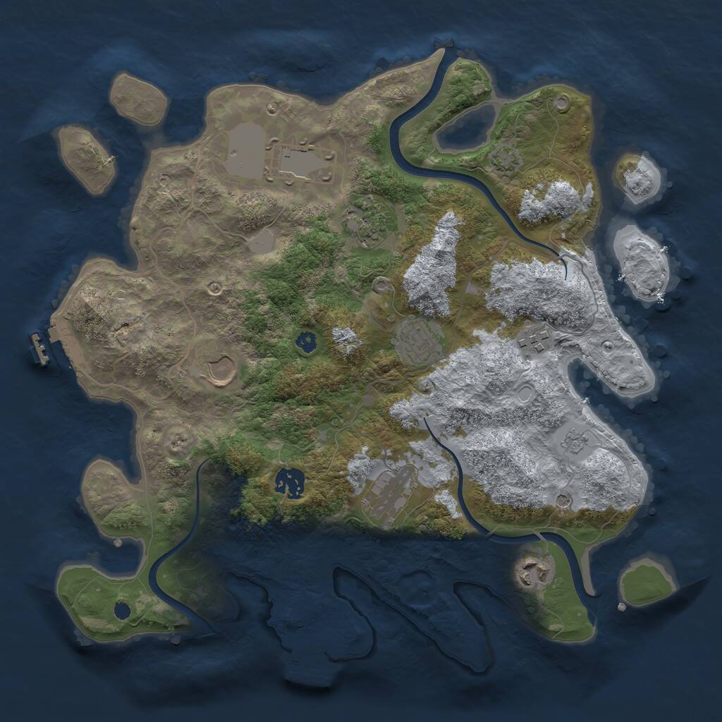 Rust Map: Procedural Map, Size: 3500, Seed: 1339977453, 14 Monuments