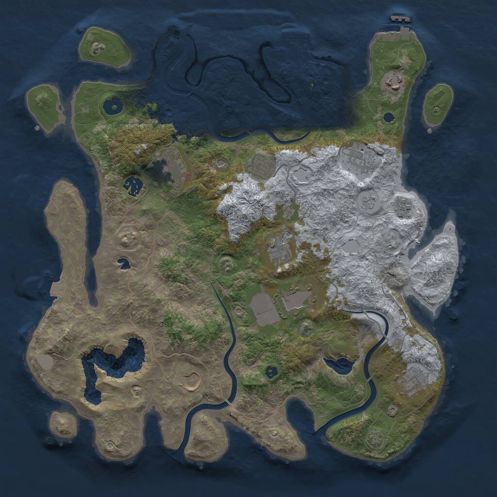 Rust Map: Procedural Map, Size: 4000, Seed: 1134491634, 16 Monuments