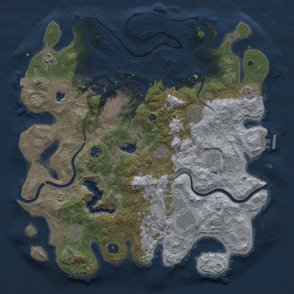 Rust Map: Procedural Map, Size: 4200, Seed: 670671, 16 Monuments