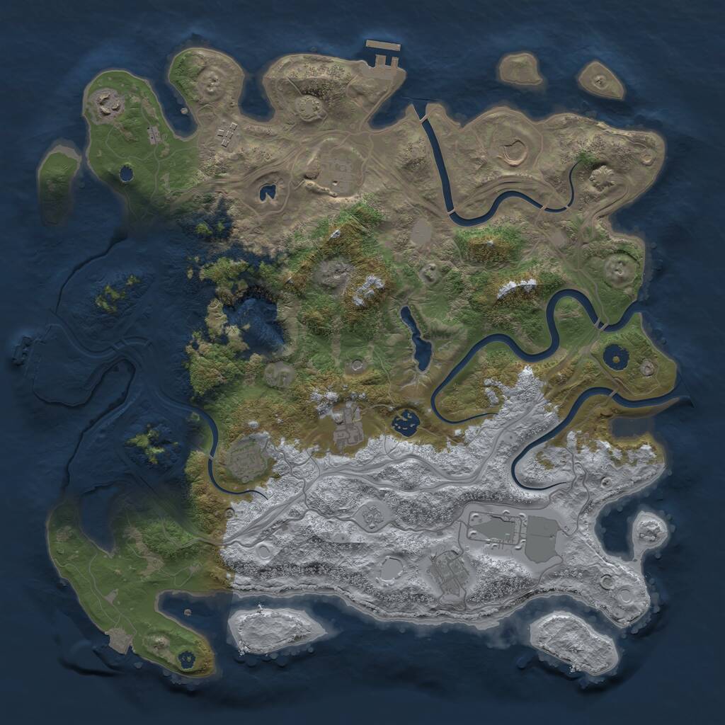 Rust Map: Procedural Map, Size: 4250, Seed: 2143799003, 15 Monuments