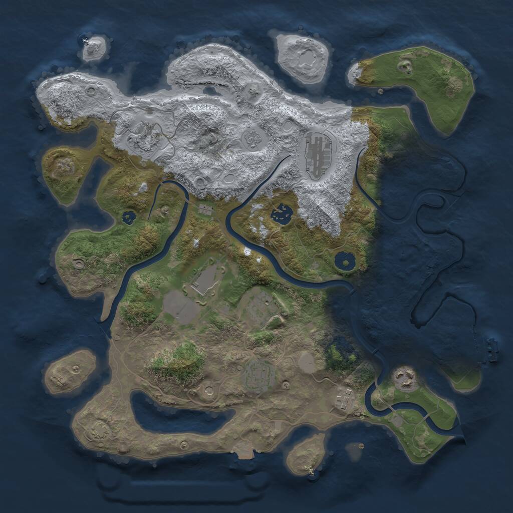 Rust Map: Procedural Map, Size: 3750, Seed: 1894362721, 13 Monuments