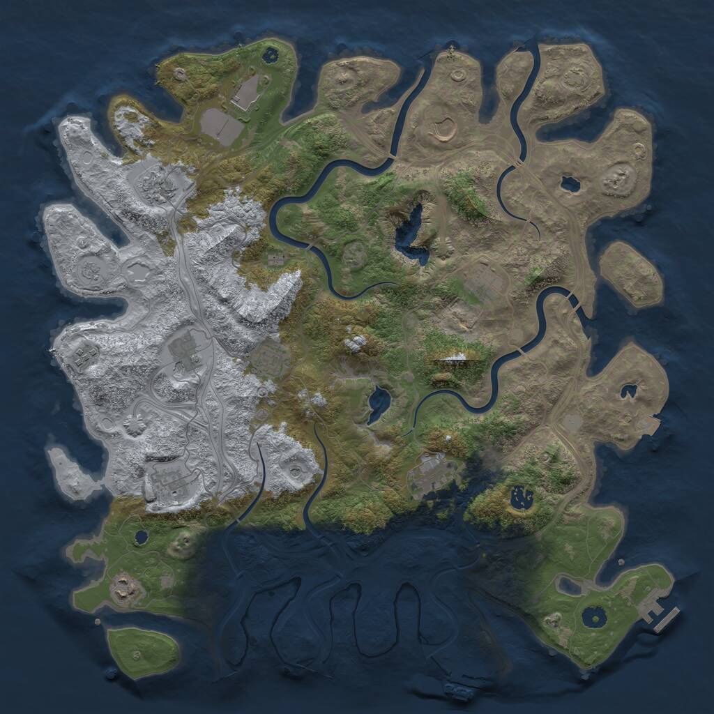Rust Map: Procedural Map, Size: 4500, Seed: 2000864935, 17 Monuments