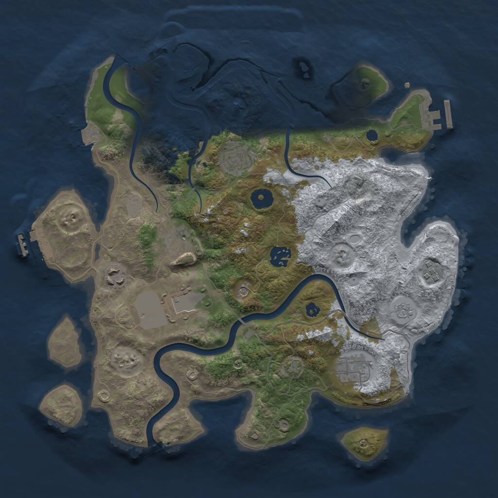Rust Map: Procedural Map, Size: 3500, Seed: 2033895510, 13 Monuments