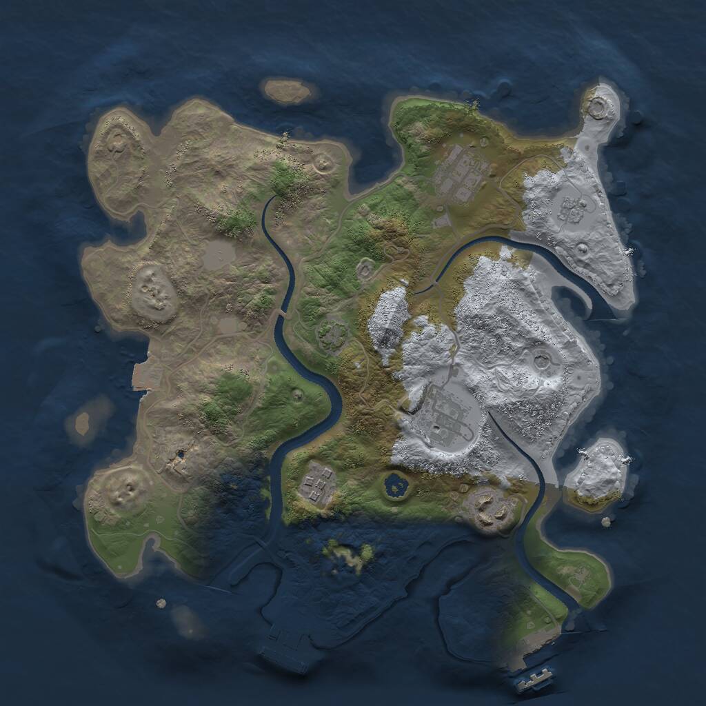 Rust Map: Procedural Map, Size: 3000, Seed: 27178, 10 Monuments