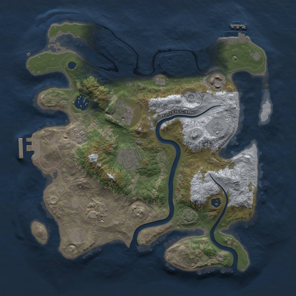 Rust Map: Procedural Map, Size: 3000, Seed: 27031, 12 Monuments