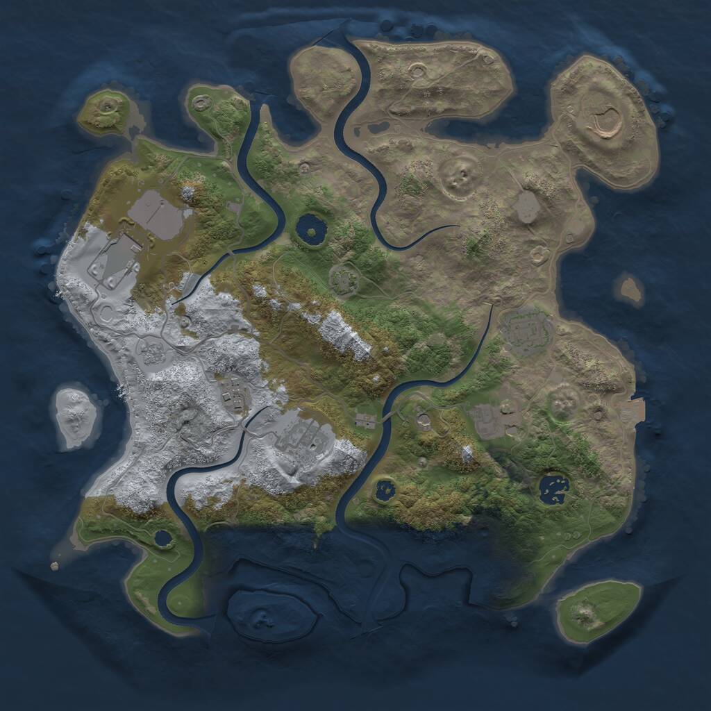 Rust Map: Procedural Map, Size: 3500, Seed: 9501, 11 Monuments