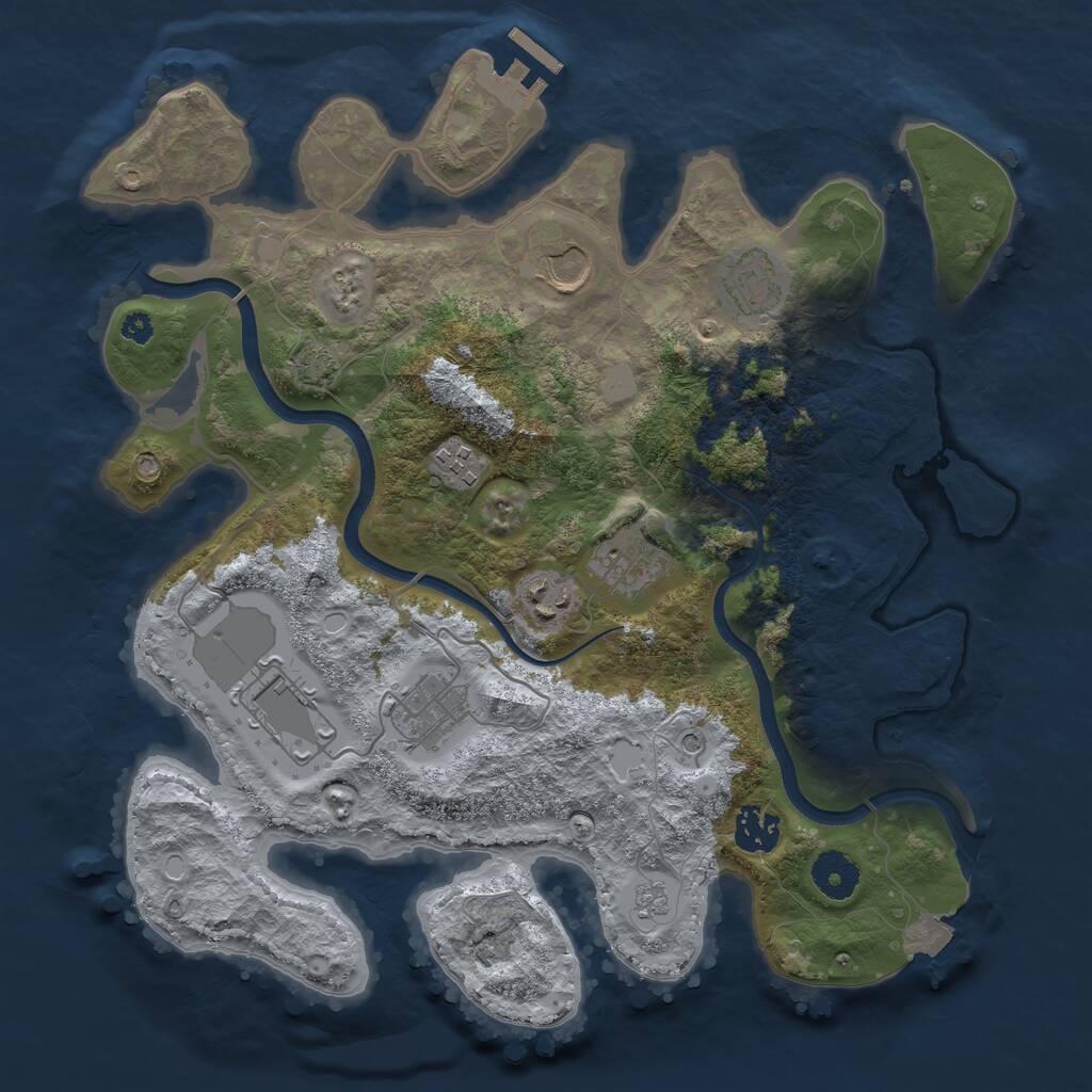Rust Map: Procedural Map, Size: 3500, Seed: 5255, 13 Monuments
