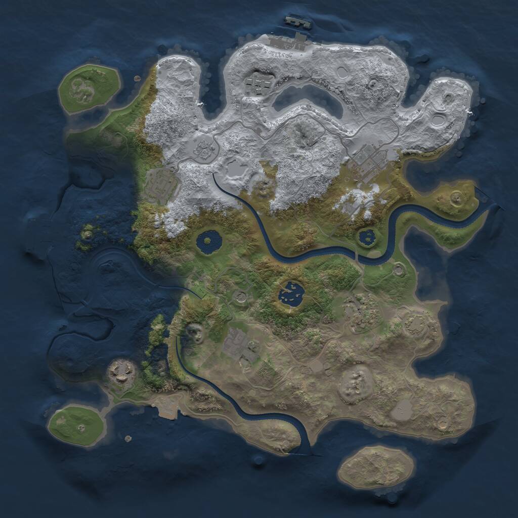 Rust Map: Procedural Map, Size: 3200, Seed: 2477221, 13 Monuments