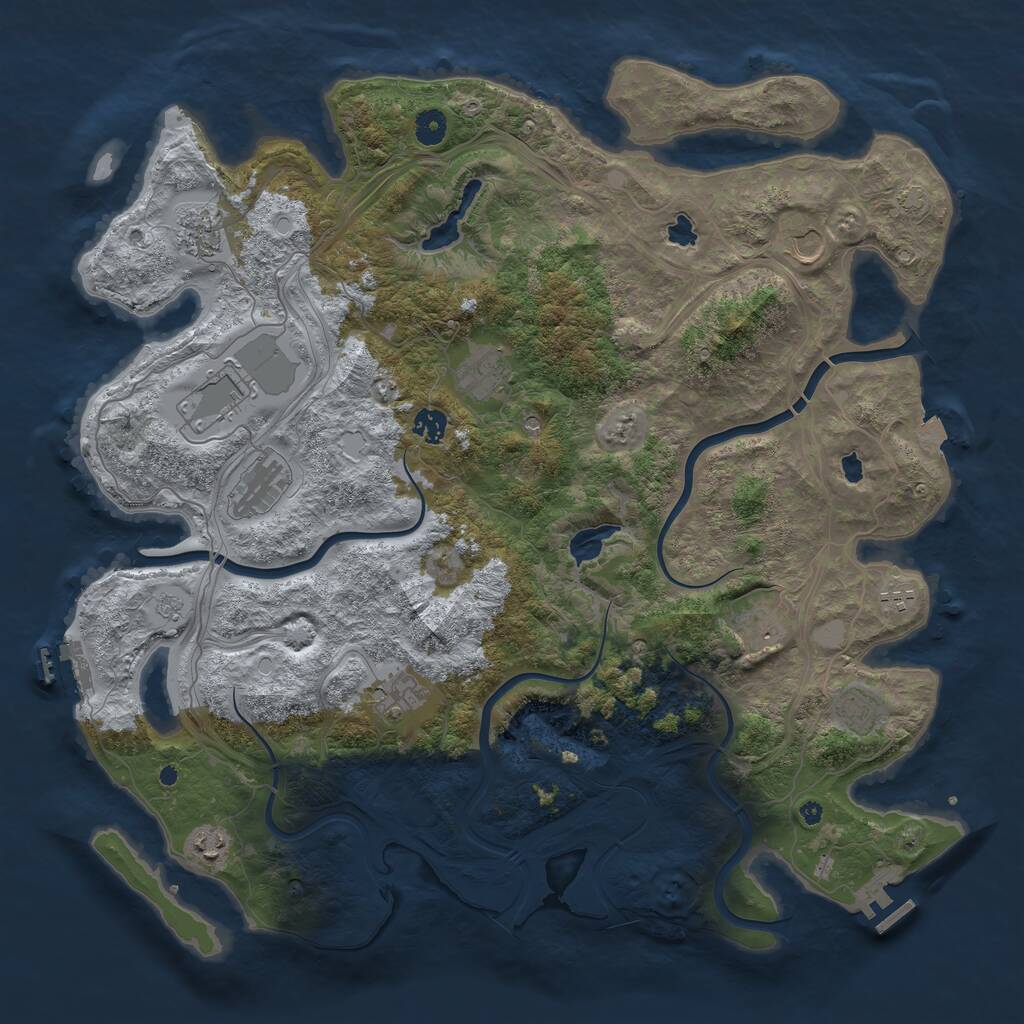 Rust Map: Procedural Map, Size: 4500, Seed: 1044886147, 17 Monuments