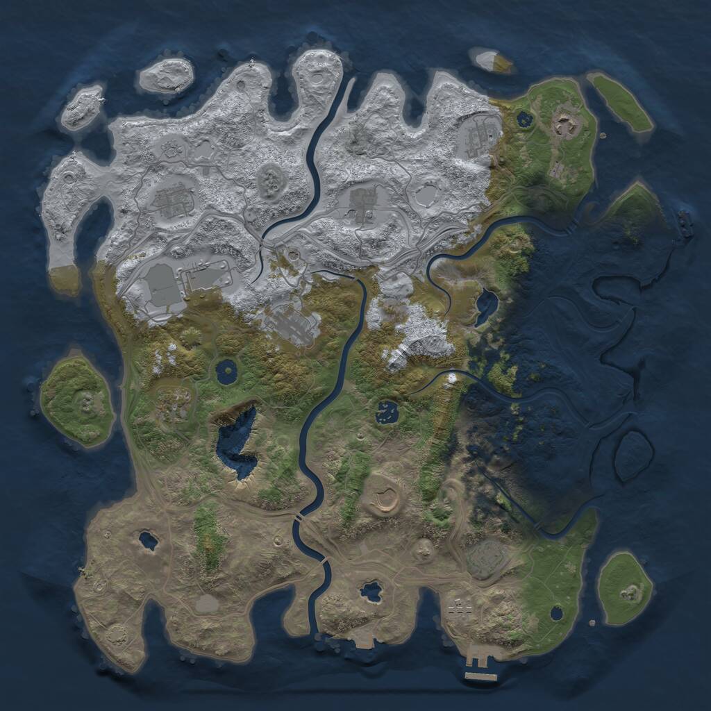 Rust Map: Procedural Map, Size: 4500, Seed: 1335859784, 17 Monuments