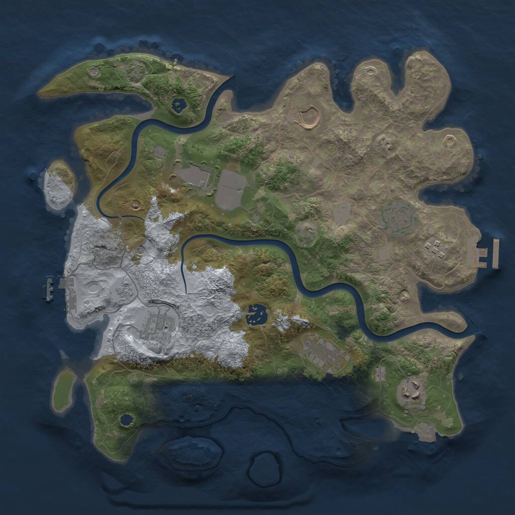 Rust Map: Procedural Map, Size: 3500, Seed: 45677777, 14 Monuments