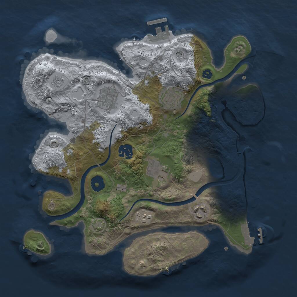 Rust Map: Procedural Map, Size: 3000, Seed: 1865372424, 12 Monuments