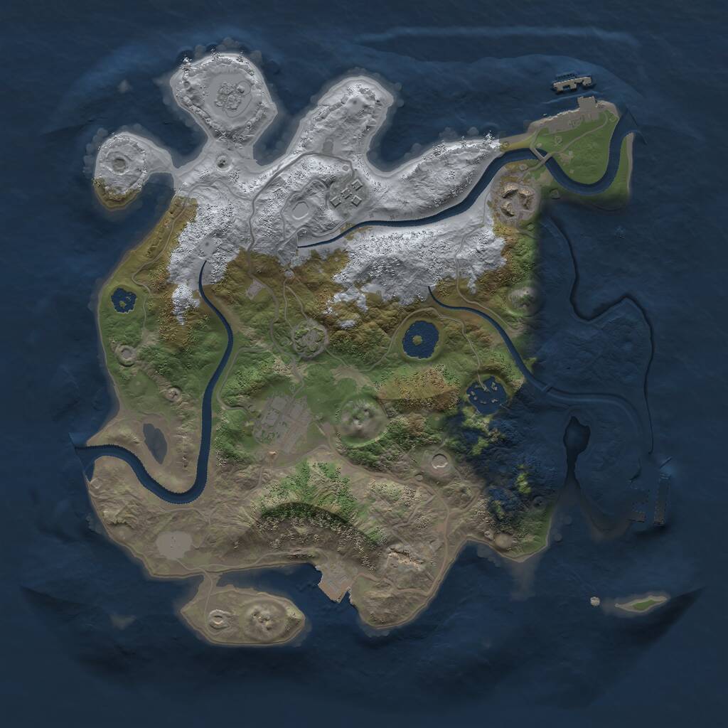 Rust Map: Procedural Map, Size: 3000, Seed: 2477231, 10 Monuments
