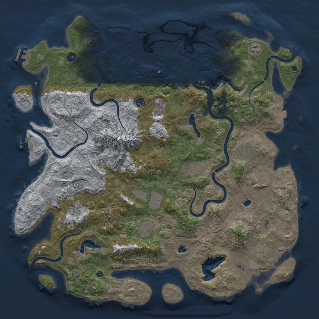 Rust Map: Procedural Map, Size: 5000, Seed: 917136636, 17 Monuments