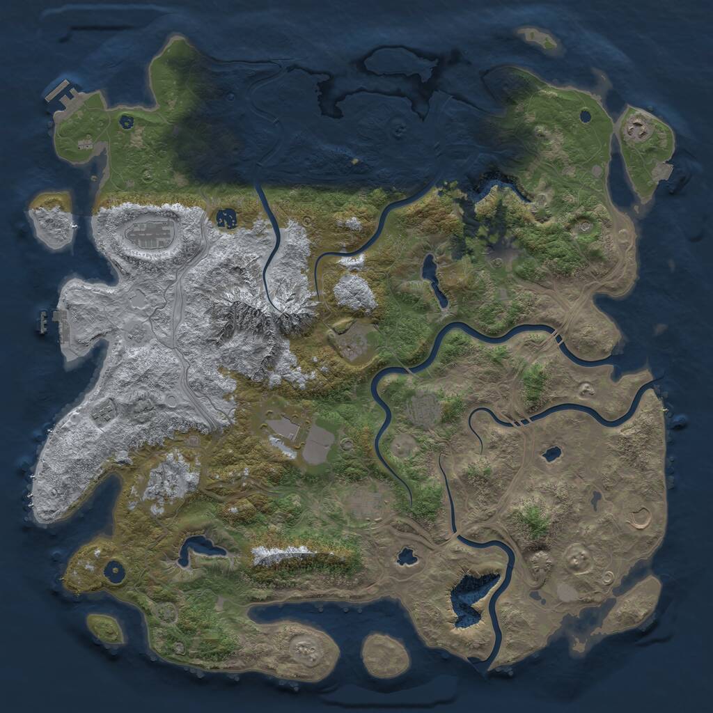 Rust Map: Procedural Map, Size: 5000, Seed: 917136636, 17 Monuments