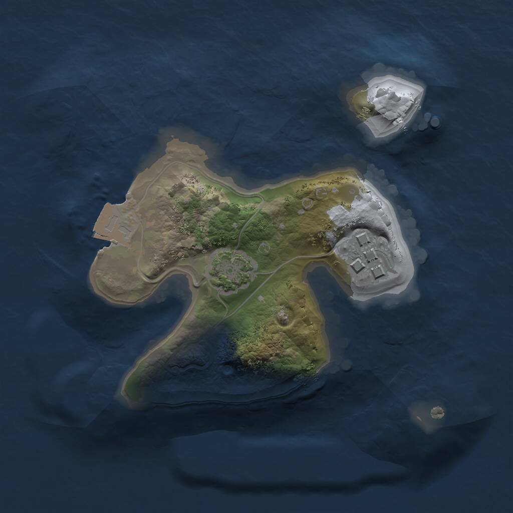 Rust Map: Procedural Map, Size: 1600, Seed: 2764071, 3 Monuments