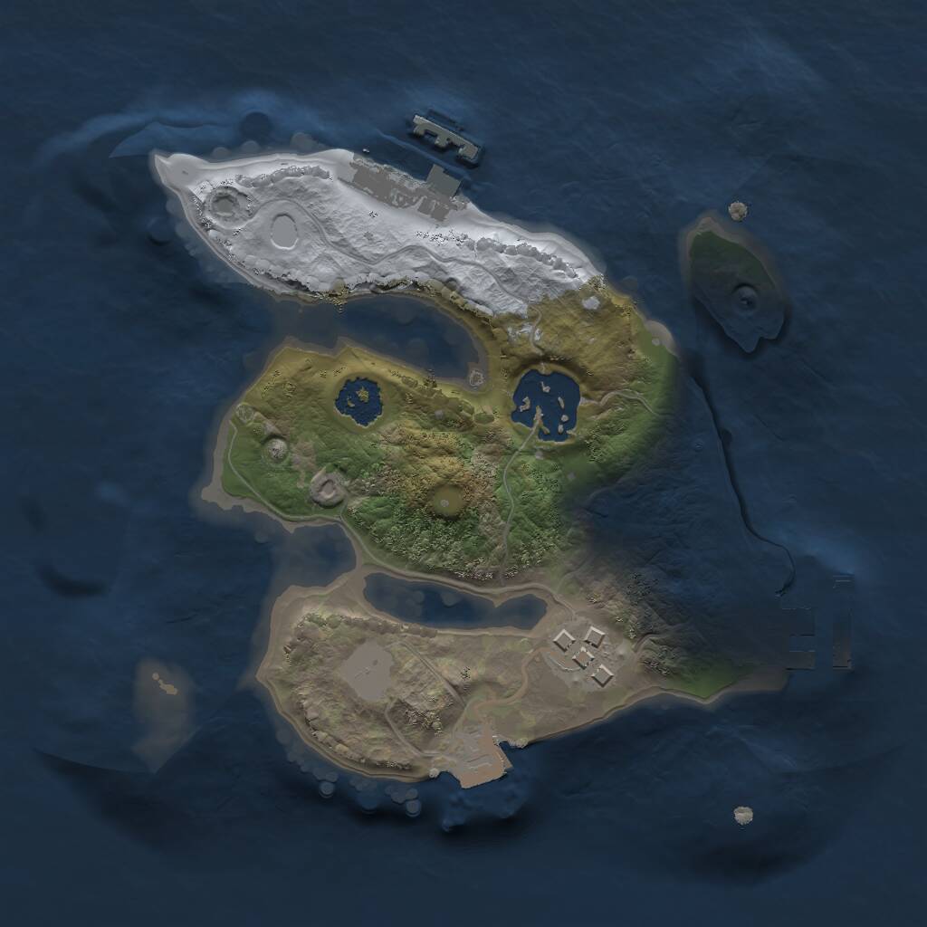 Rust Map: Procedural Map, Size: 2000, Seed: 1498715228, 5 Monuments