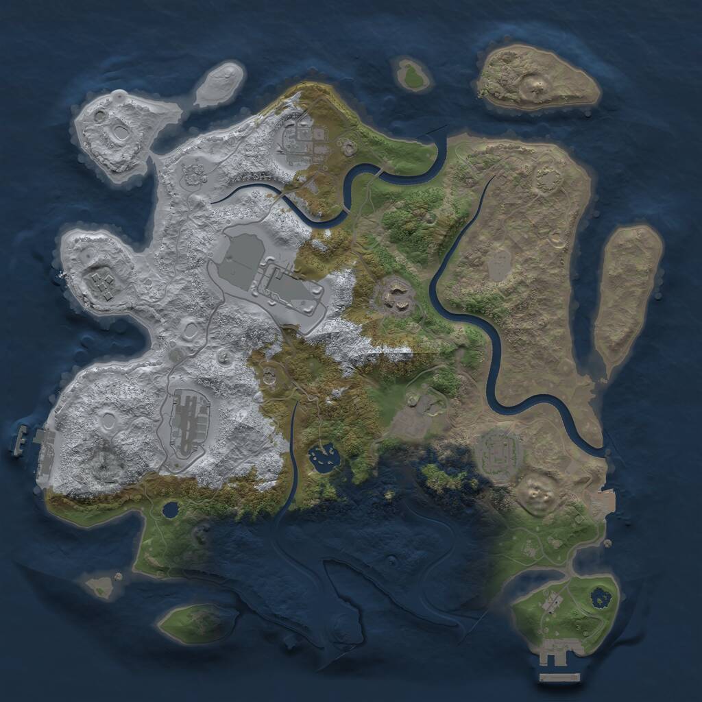 Rust Map: Procedural Map, Size: 3500, Seed: 907620053, 14 Monuments