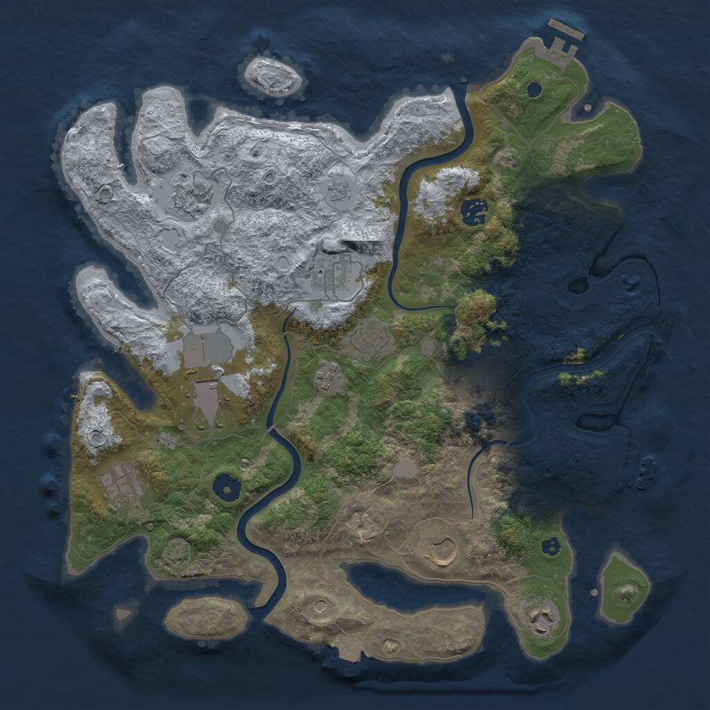 Rust Map: Procedural Map, Size: 3800, Seed: 722, 16 Monuments