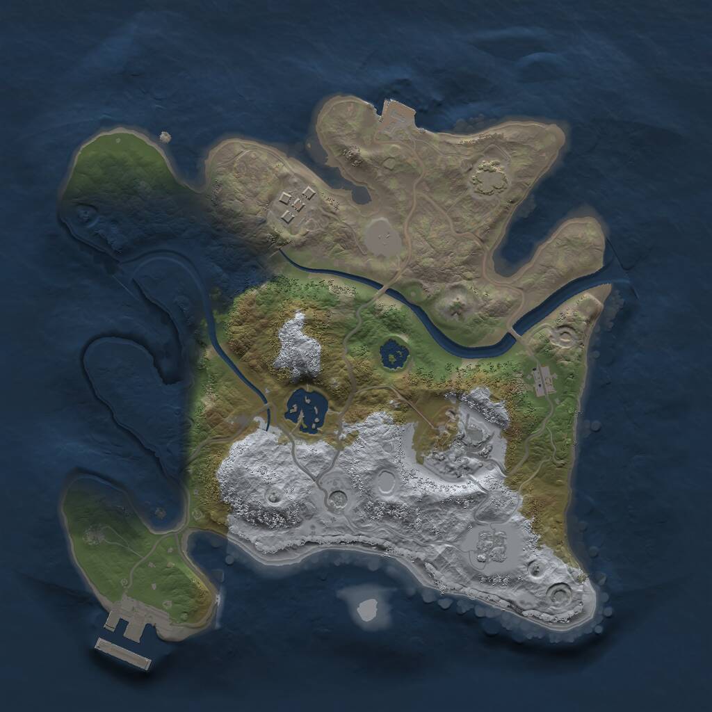 Rust Map: Procedural Map, Size: 2500, Seed: 2124860055, 8 Monuments