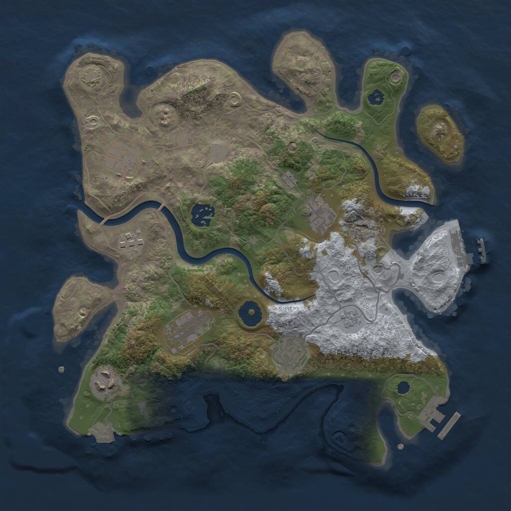 Rust Map: Procedural Map, Size: 3250, Seed: 9527, 13 Monuments