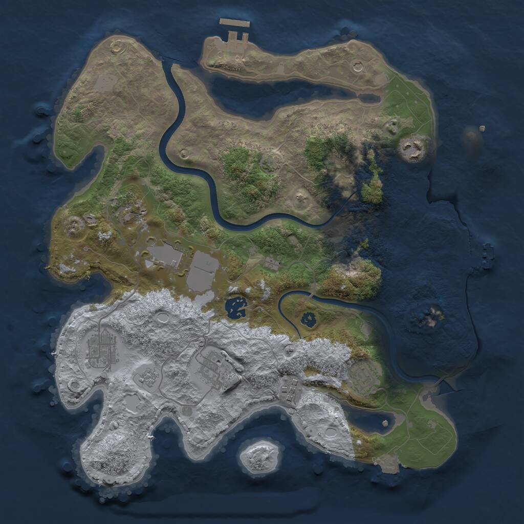 Rust Map: Procedural Map, Size: 3500, Seed: 1926188680, 14 Monuments
