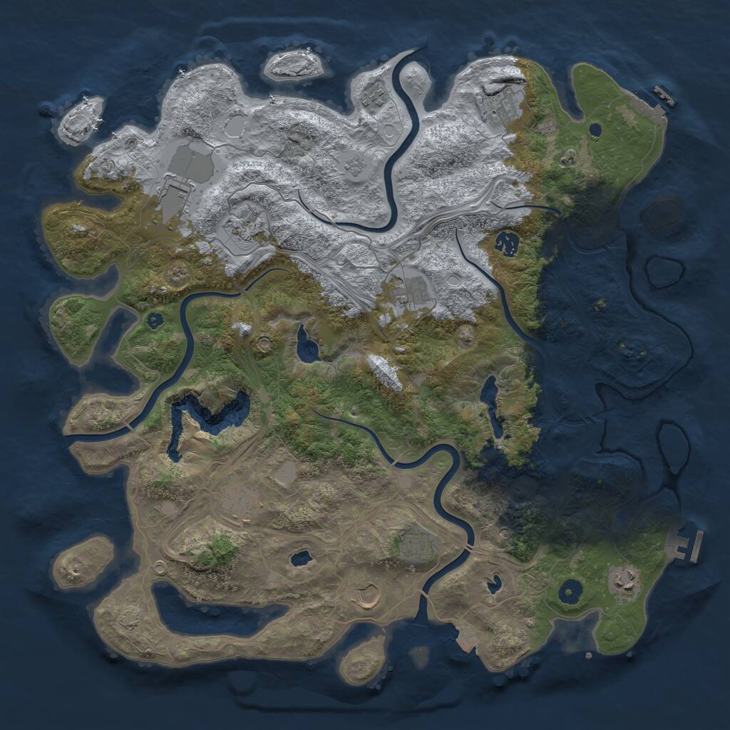 Rust Map: Procedural Map, Size: 4500, Seed: 1894362721, 16 Monuments