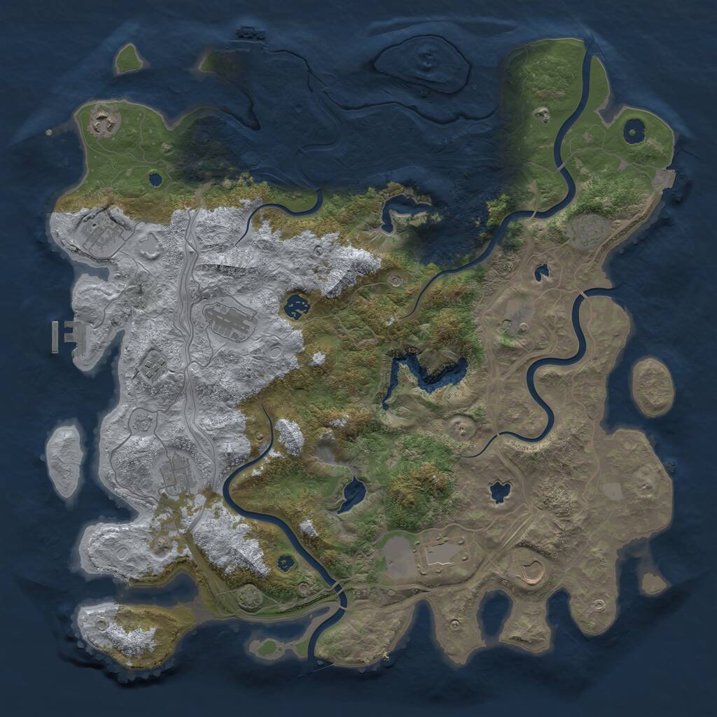 Rust Map: Procedural Map, Size: 4500, Seed: 38781231, 16 Monuments