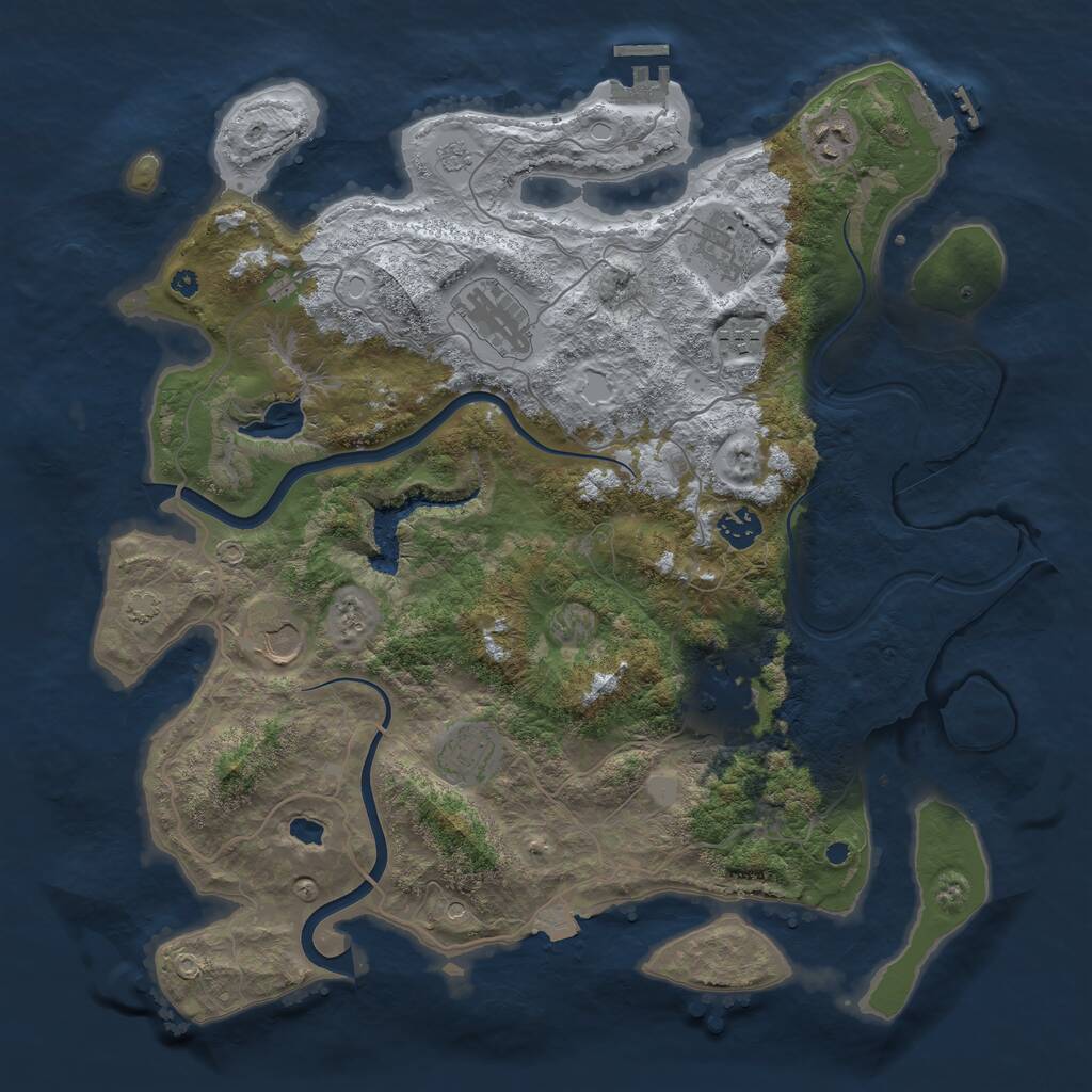 Rust Map: Procedural Map, Size: 4000, Seed: 2037586105, 14 Monuments