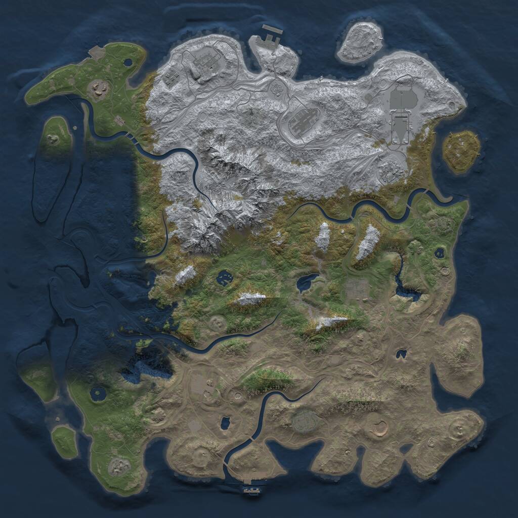 Rust Map: Procedural Map, Size: 5000, Seed: 125445, 17 Monuments