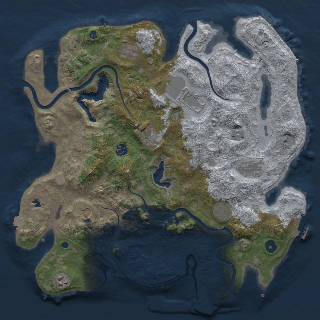 Rust Map: Procedural Map, Size: 4000, Seed: 999966, 15 Monuments