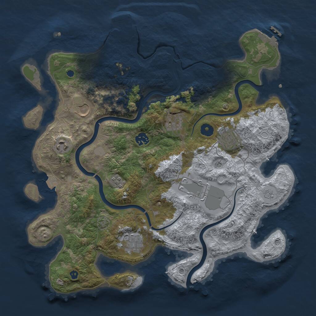 Rust Map: Procedural Map, Size: 3700, Seed: 712851131, 14 Monuments